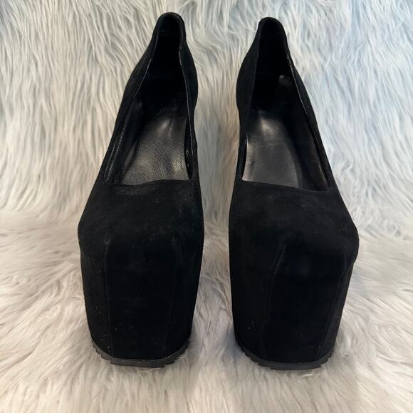 UNIF Vapor Heels Suede Leather Platform Block Ombre Clear Heel Pumps, Black - Picture 4 of 11
